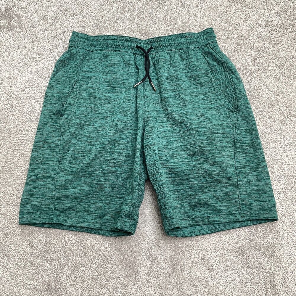 Zella Performance Casual Shorts Mens Small Heather Green Elastic Tech Fleece